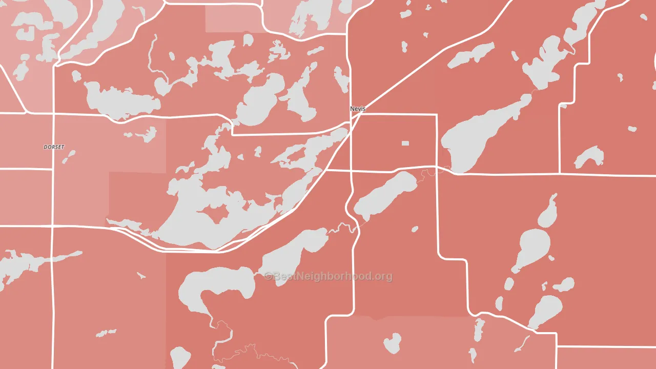 Nevis, MN block-group political-lean map
