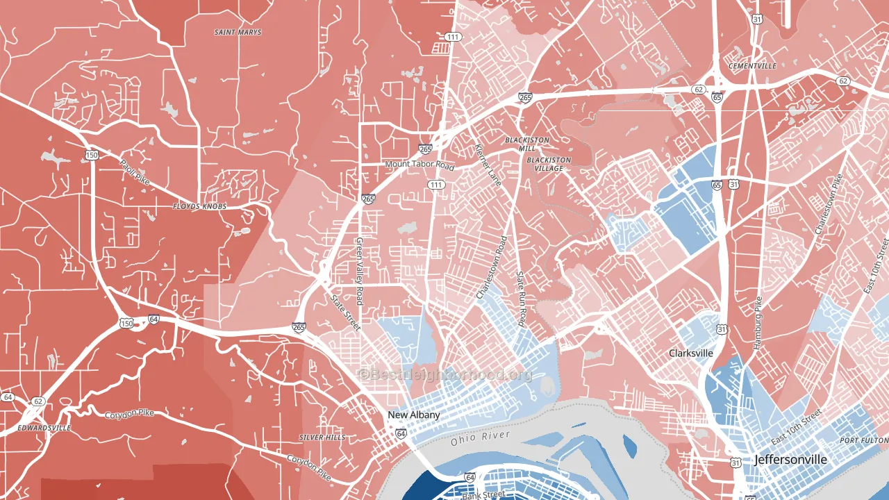 New Albany, IN block-group political-lean map