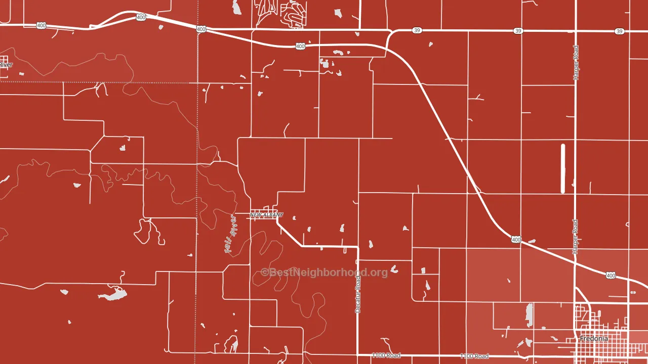 New Albany, KS block-group political-lean map