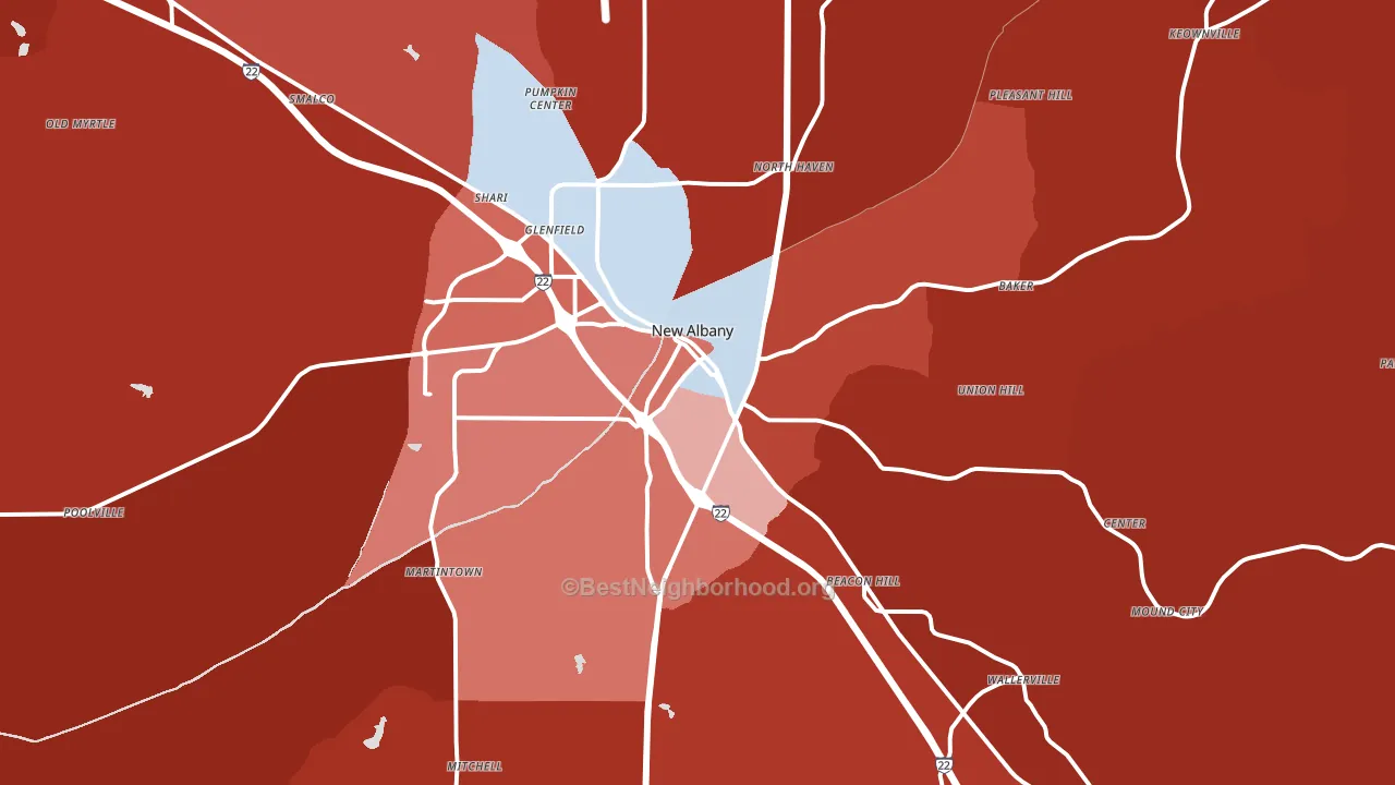 New Albany, MS block-group political-lean map
