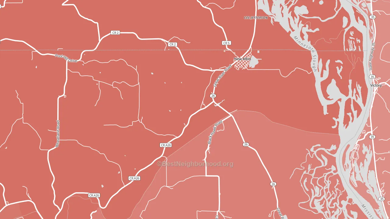 New Albin, IA block-group political-lean map