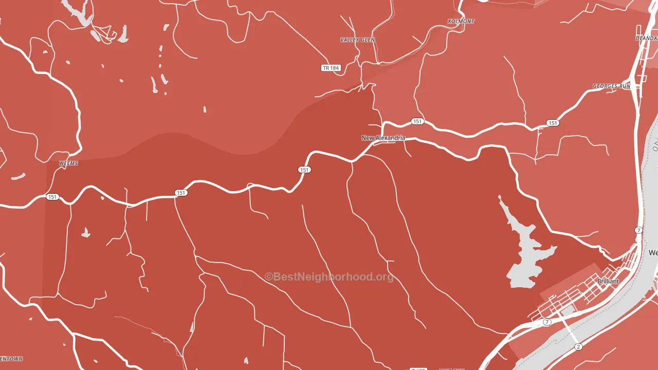 New Alexandria, OH block-group political-lean map