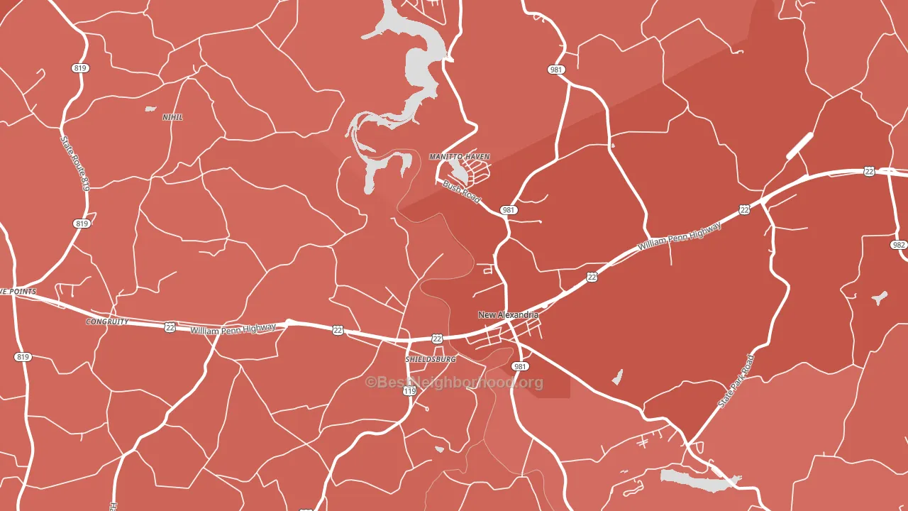 New Alexandria, PA block-group political-lean map