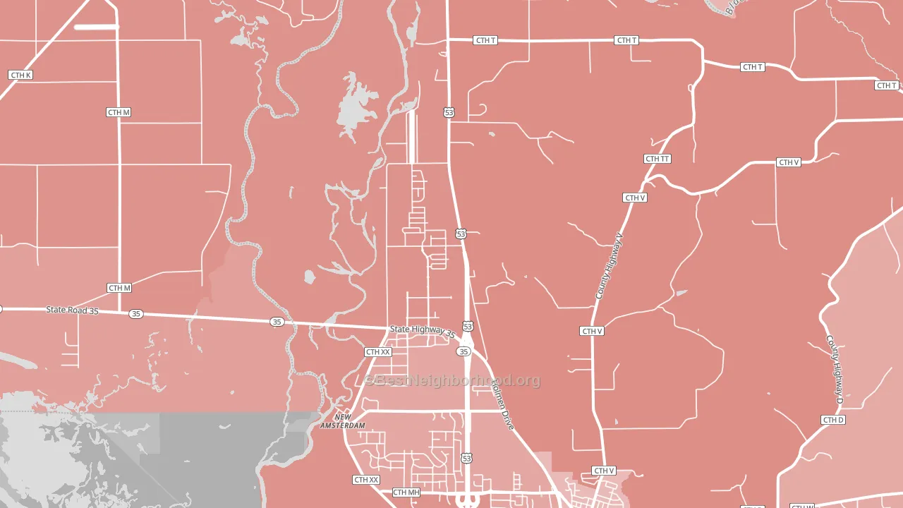 New Amsterdam, WI block-group political-lean map