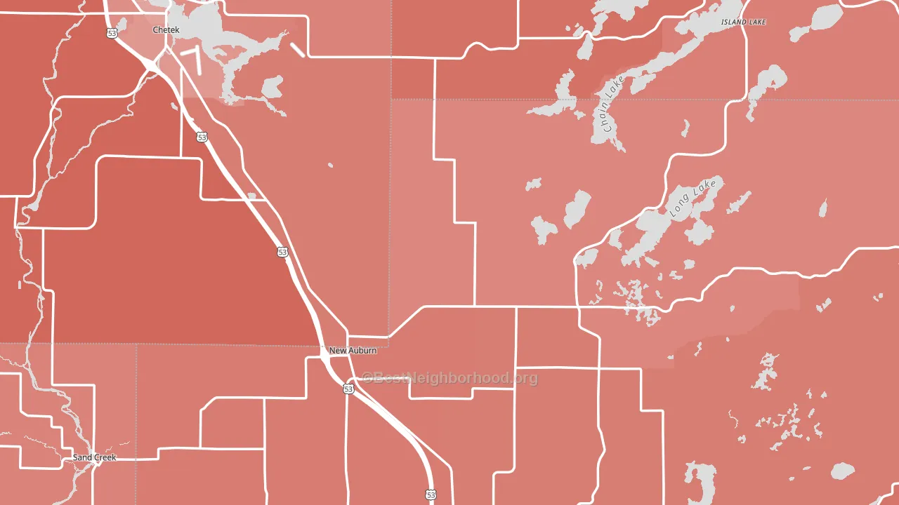 New Auburn, WI block-group political-lean map