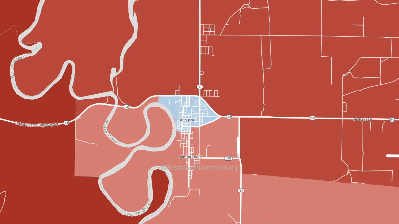 New Augusta, AR block-group political-lean map