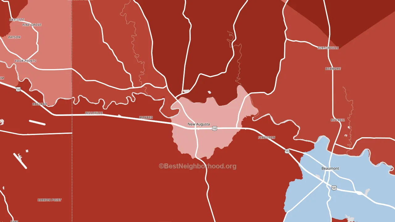 New Augusta, MS block-group political-lean map