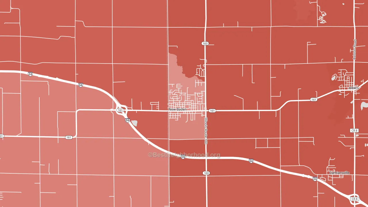 New Baden, IL block-group political-lean map