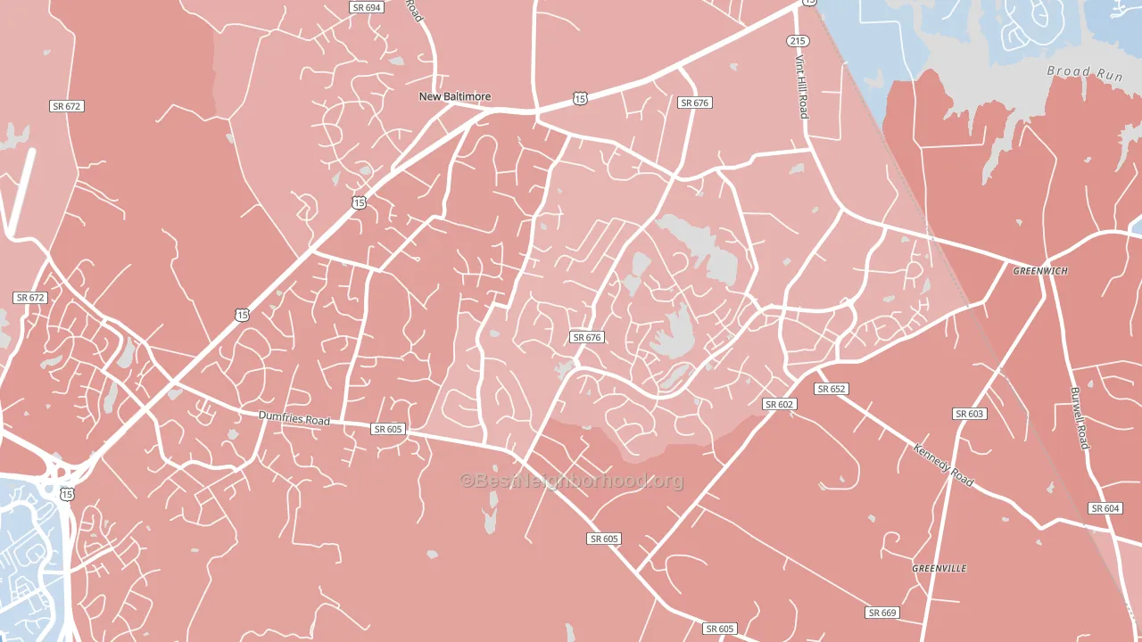 New Baltimore, VA block-group political-lean map