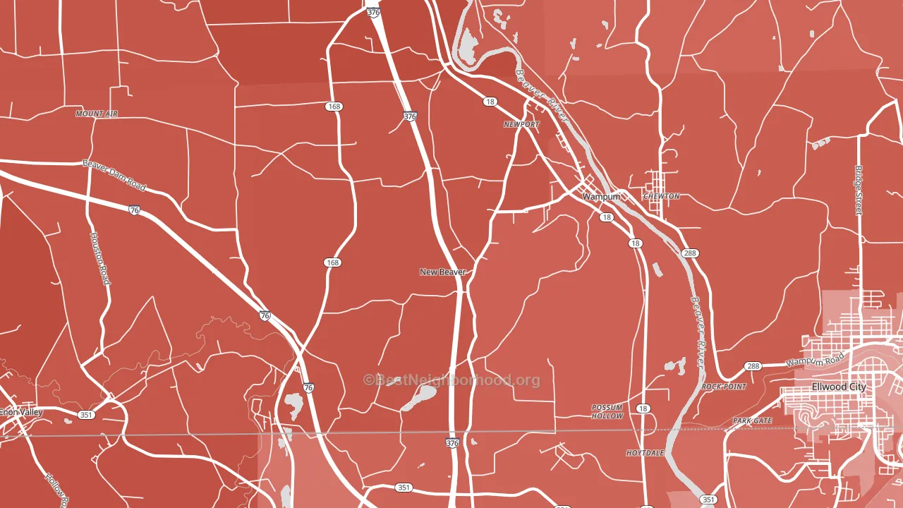 New Beaver, PA block-group political-lean map