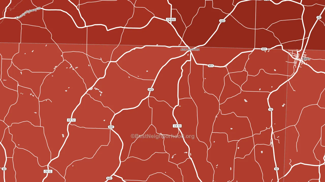 New Bedford, OH block-group political-lean map