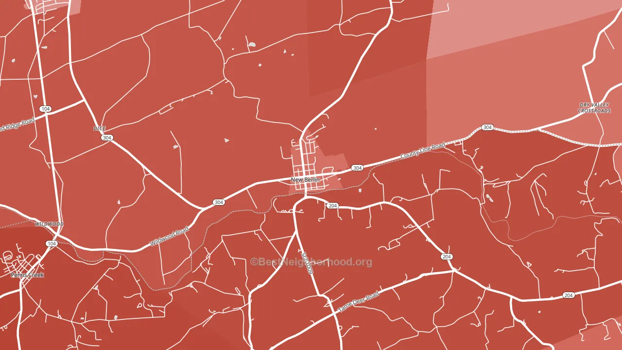 New Berlin, PA block-group political-lean map