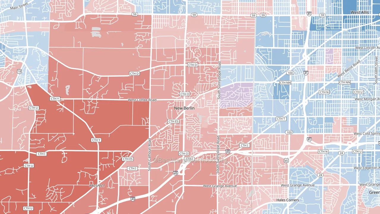 New Berlin, WI block-group political-lean map