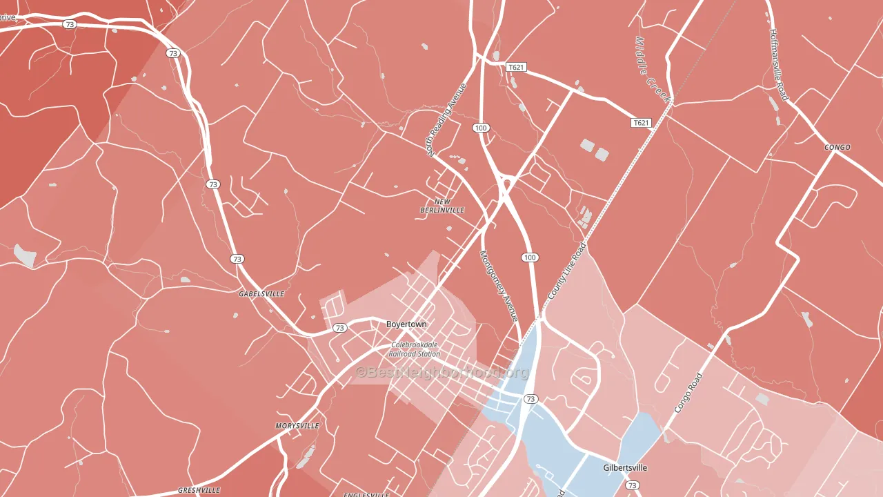 New Berlinville, PA block-group political-lean map
