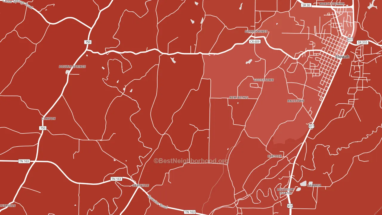 New Bethel, TN block-group political-lean map