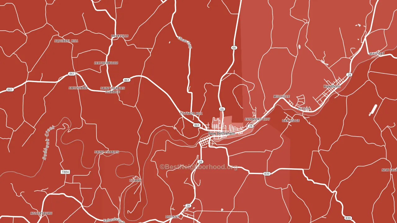 New Bethlehem, PA block-group political-lean map