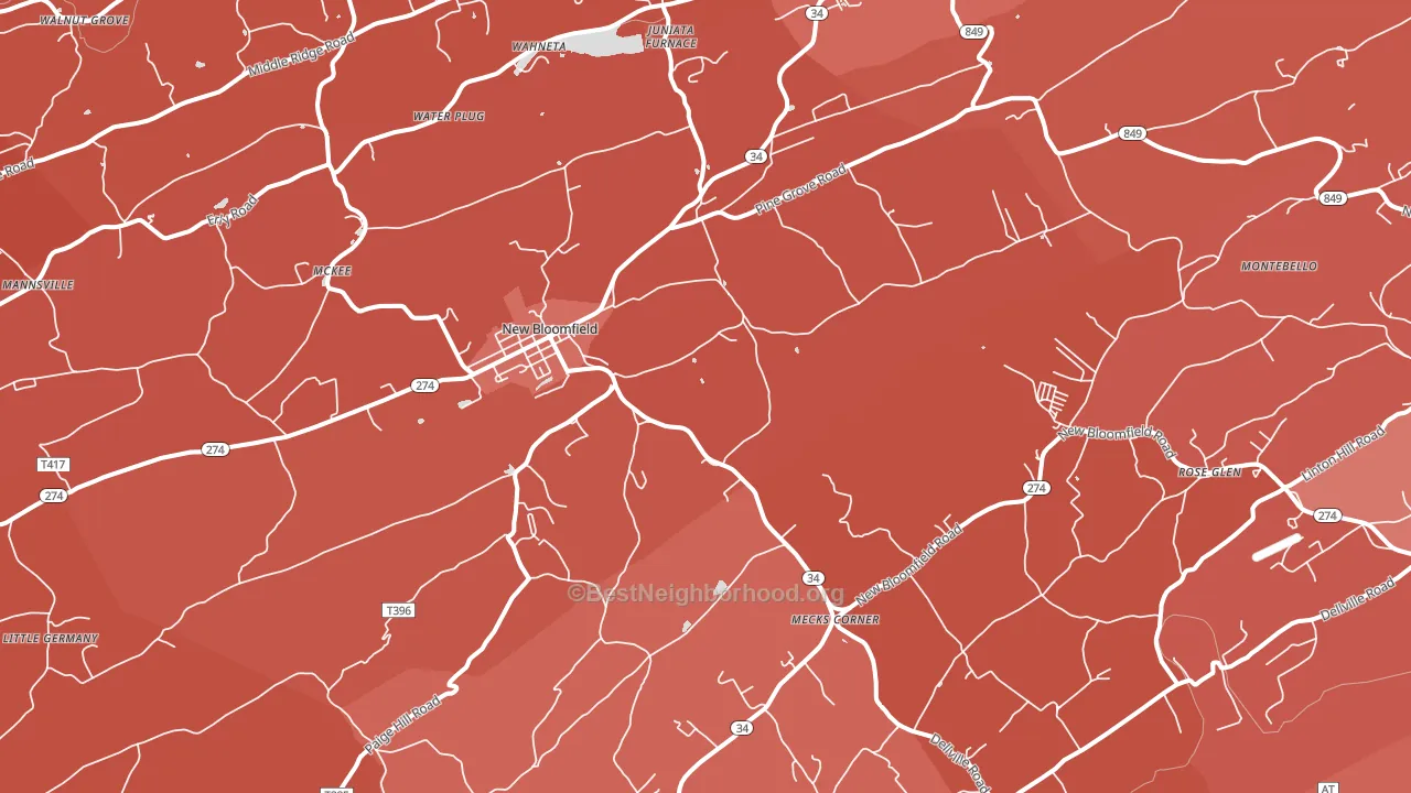 New Bloomfield, PA block-group political-lean map