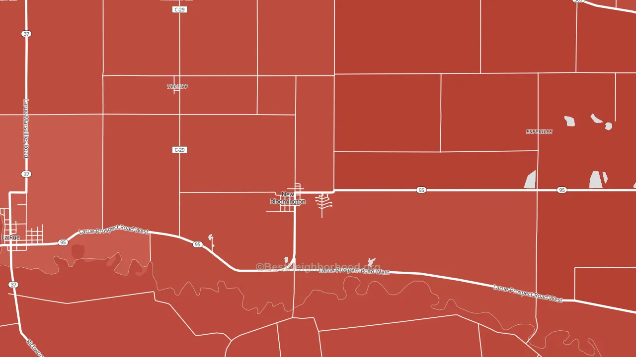 New Bloomington, OH block-group political-lean map