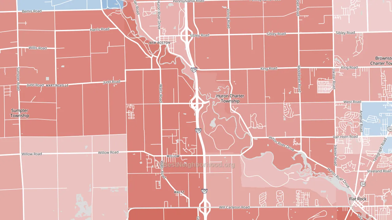 New Boston, MI block-group political-lean map