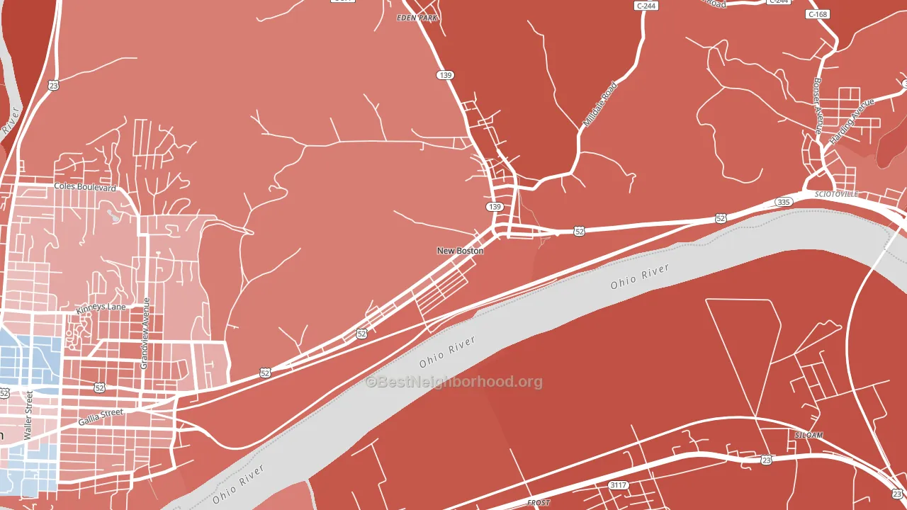 New Boston, OH block-group political-lean map