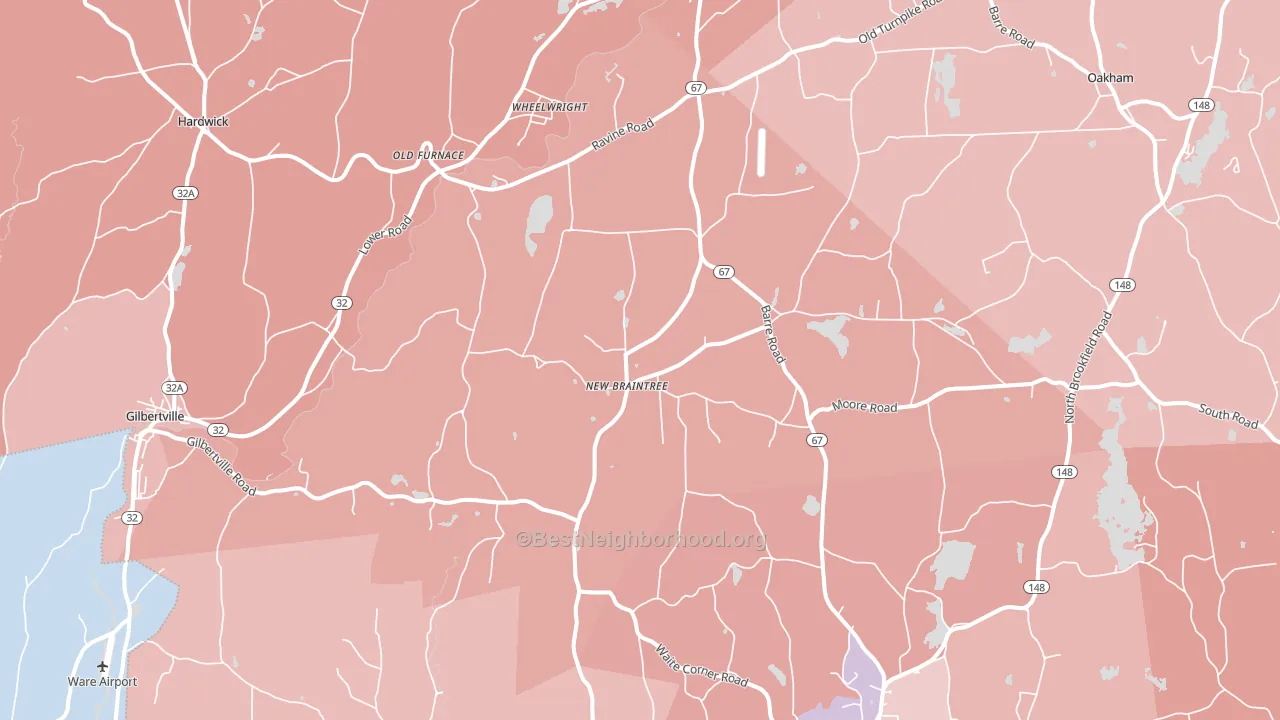 New Braintree, MA block-group political-lean map
