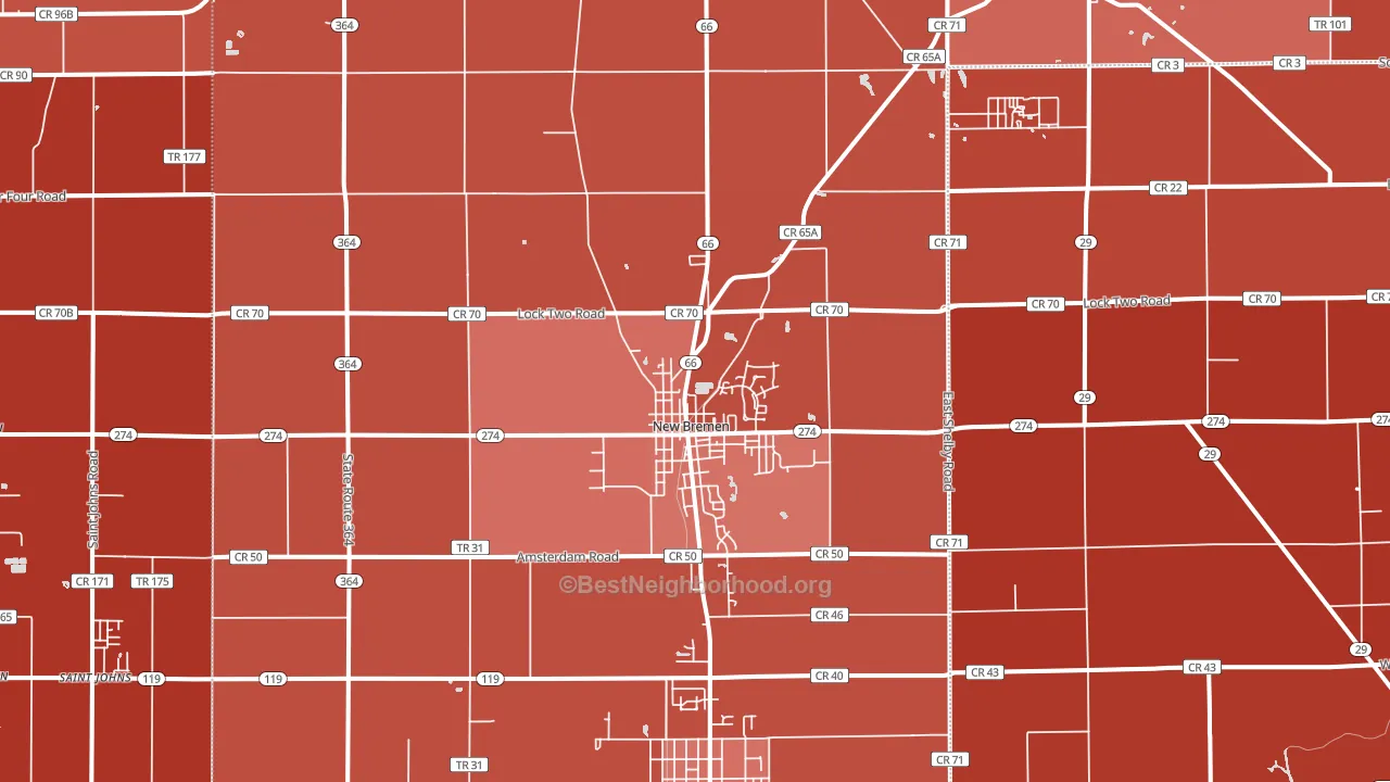 New Bremen, OH block-group political-lean map