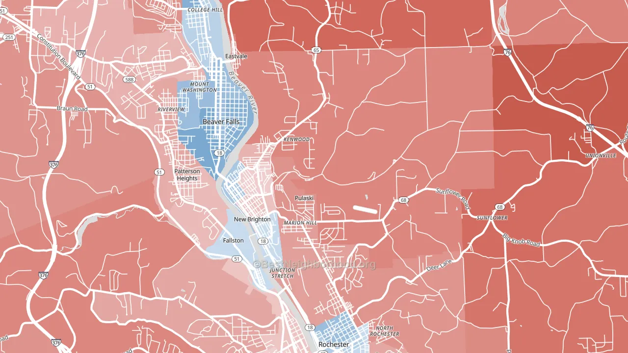 New Brighton, PA block-group political-lean map