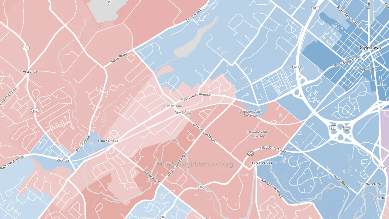 New Britain, PA block-group political-lean map