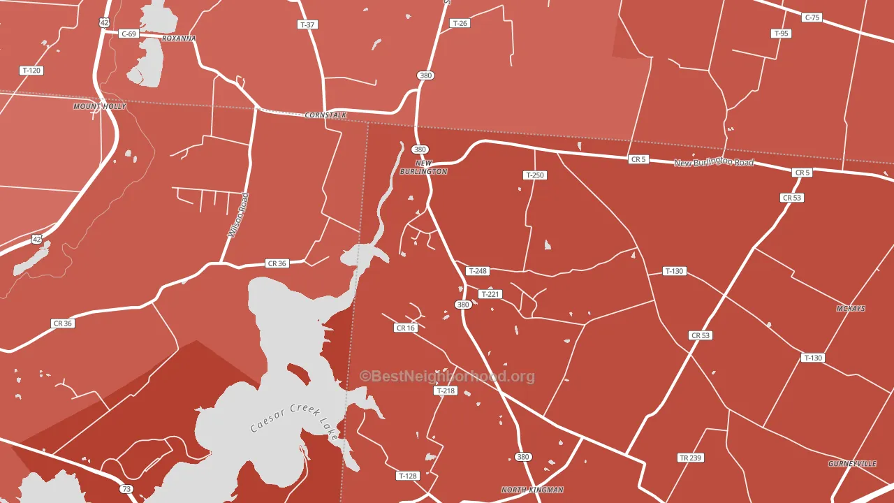 New Burlington, OH block-group political-lean map