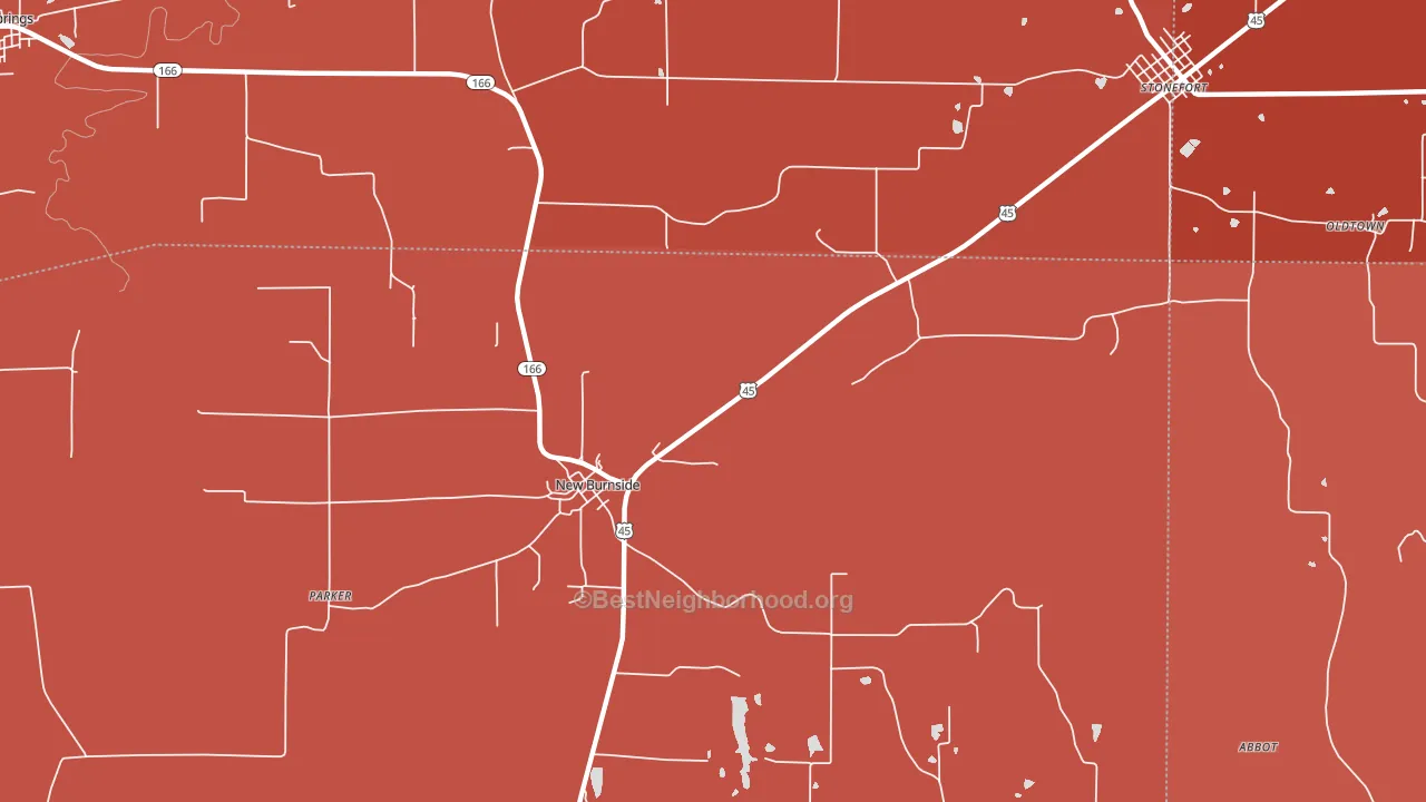 New Burnside, IL block-group political-lean map