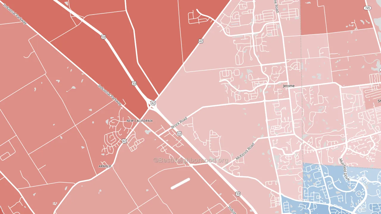New California, OH block-group political-lean map