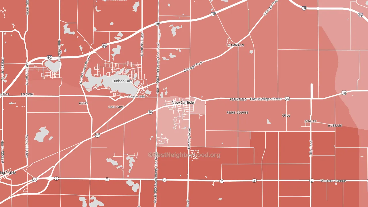 New Carlisle, IN block-group political-lean map