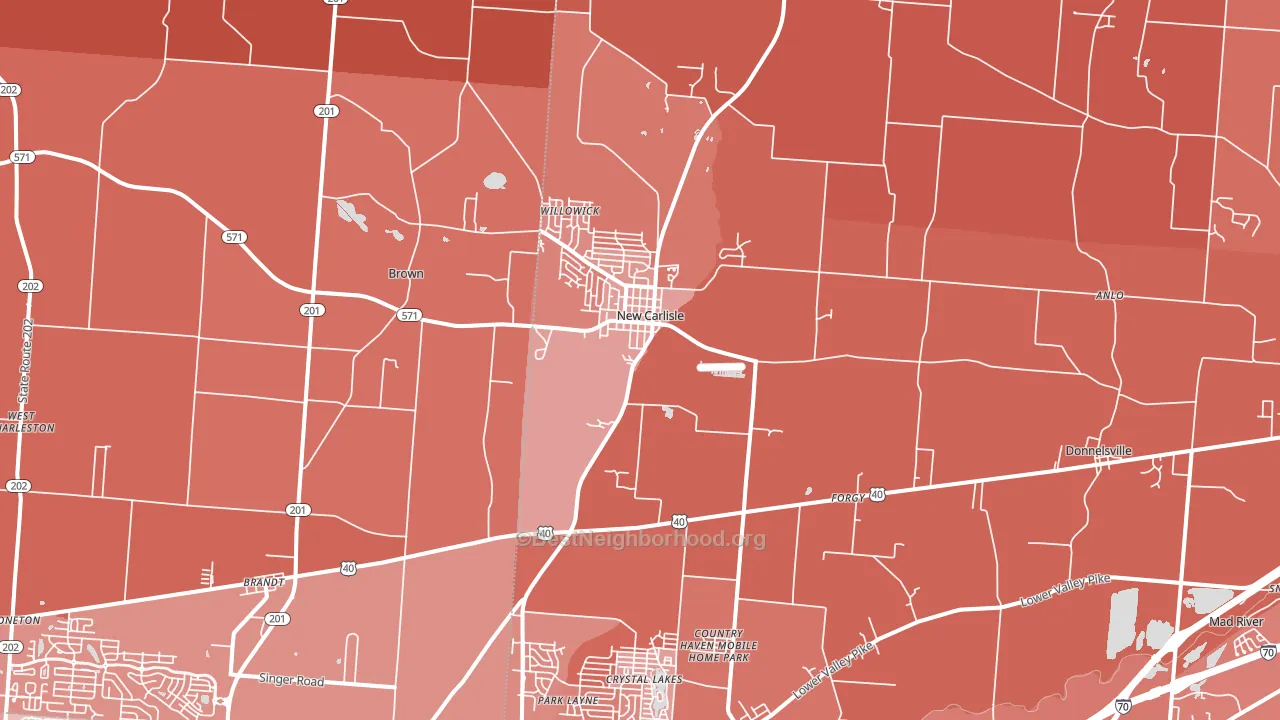 New Carlisle, OH block-group political-lean map