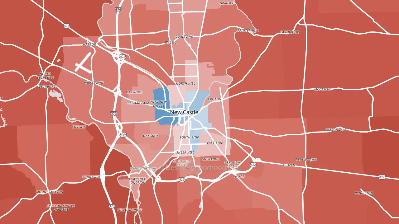 New Castle, PA block-group political-lean map