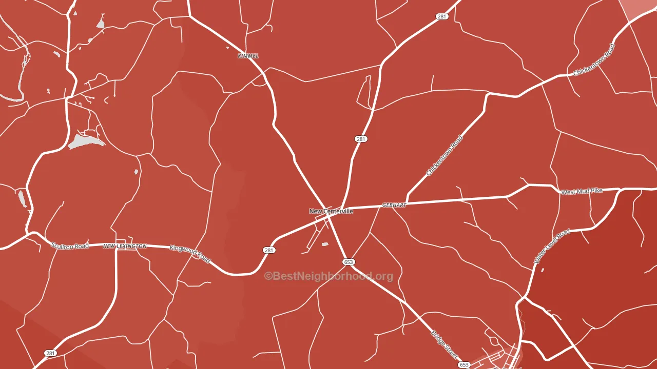 New Centerville, PA block-group political-lean map