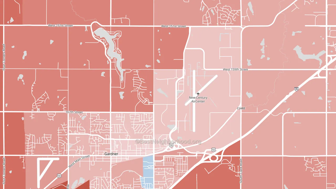 New Century, KS block-group political-lean map