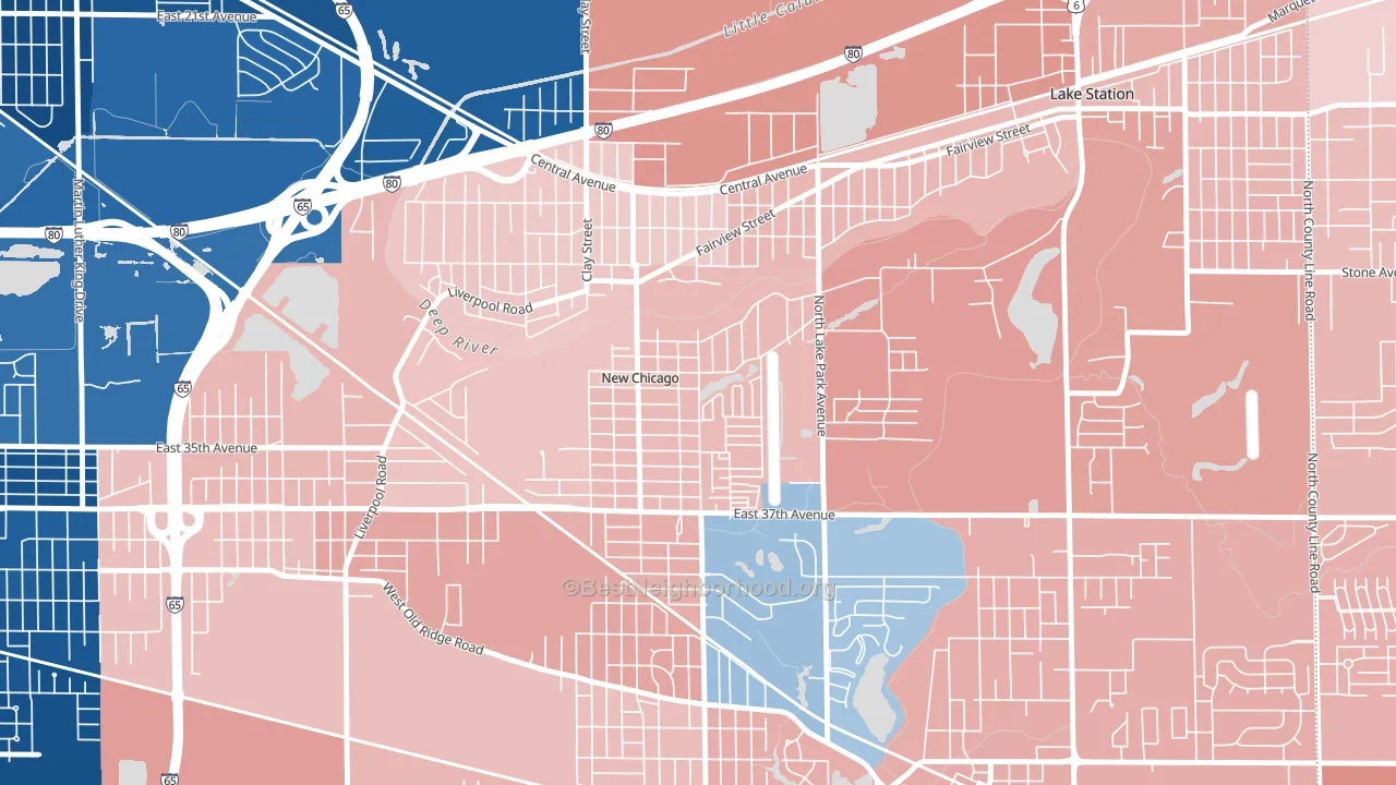 New Chicago, IN block-group political-lean map