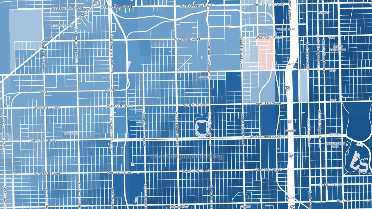 New City, Chicago, IL block-group political-lean map