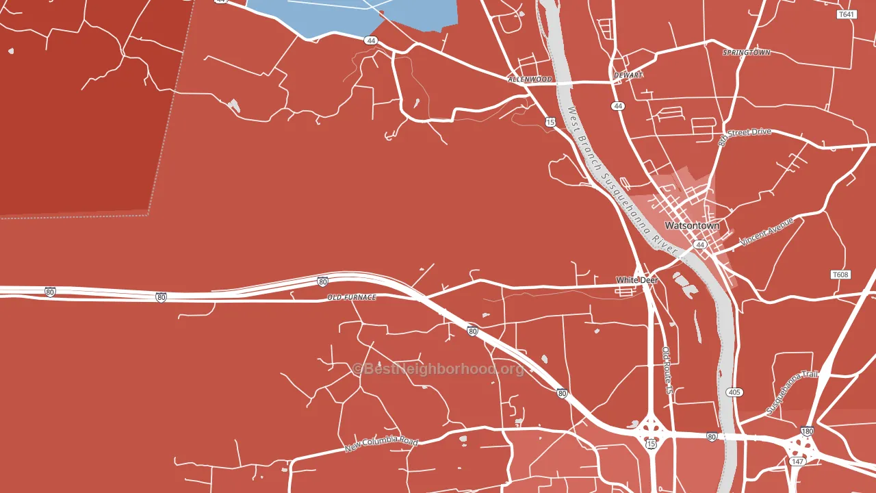 New Columbia, PA block-group political-lean map