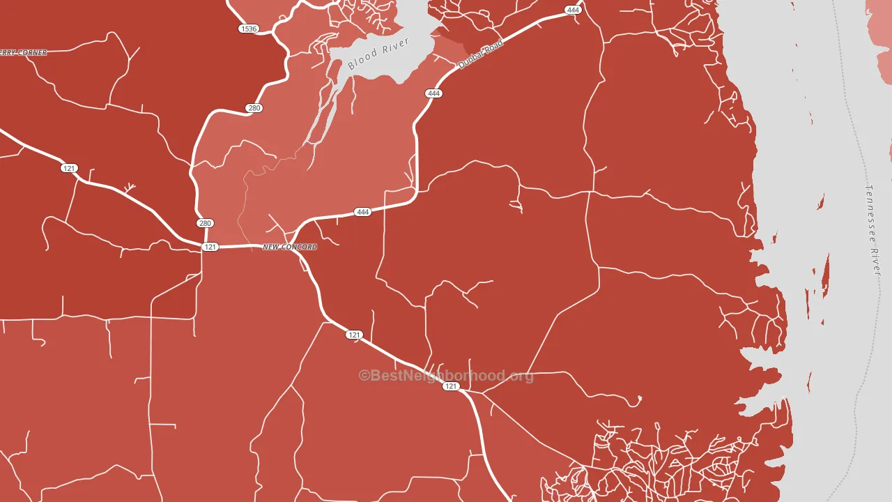 New Concord, KY block-group political-lean map
