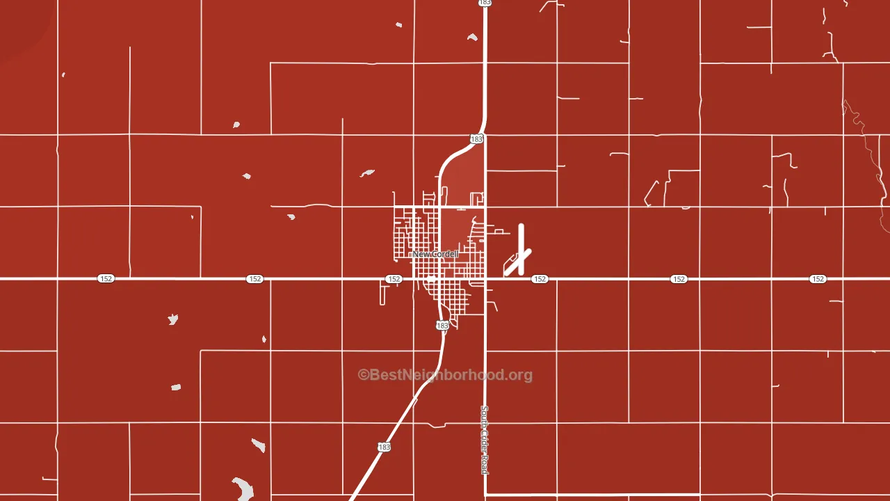 New Cordell, OK block-group political-lean map
