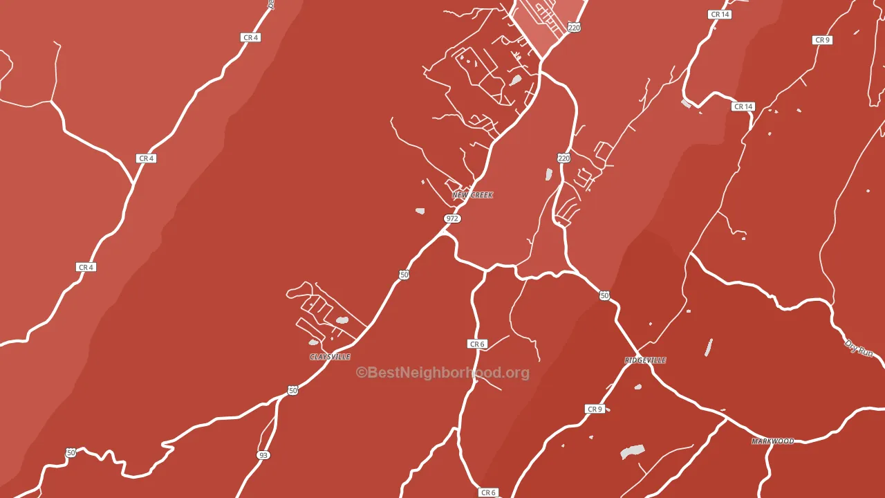 New Creek, WV block-group political-lean map