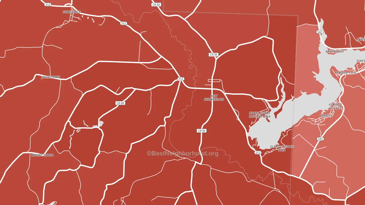 New Cumberland, OH block-group political-lean map