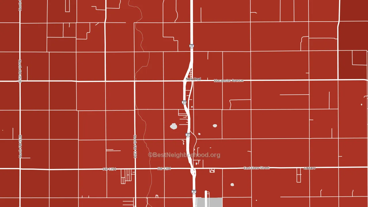 New Deal, TX block-group political-lean map