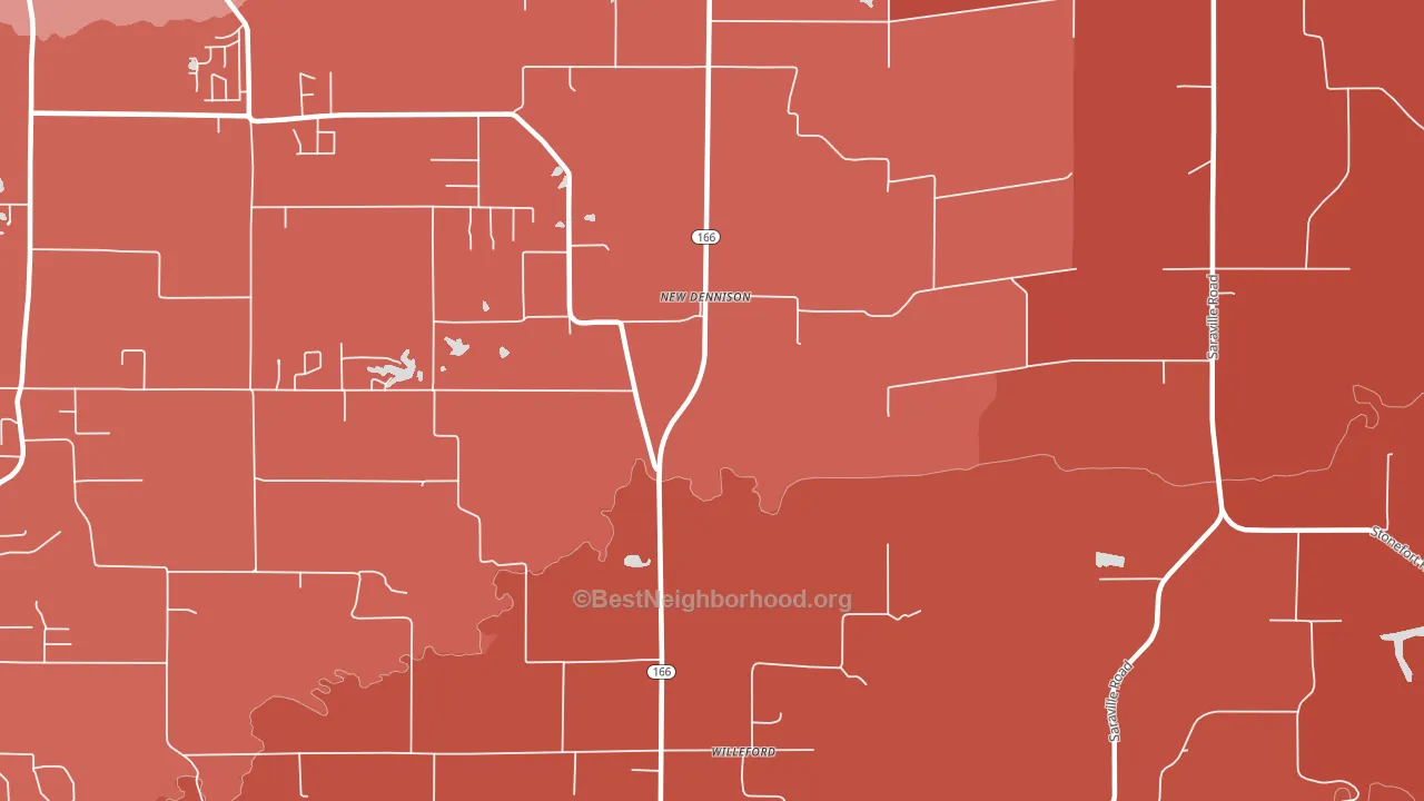 New Dennison, IL block-group political-lean map