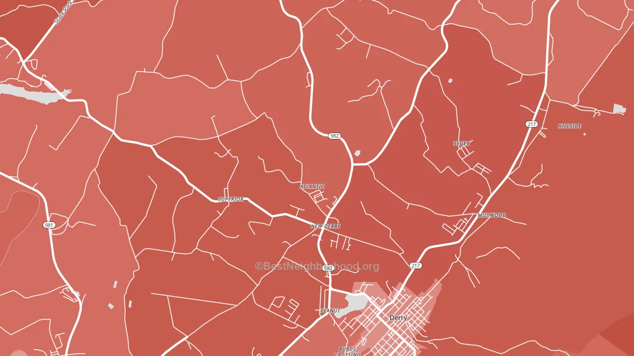 New Derry, PA block-group political-lean map