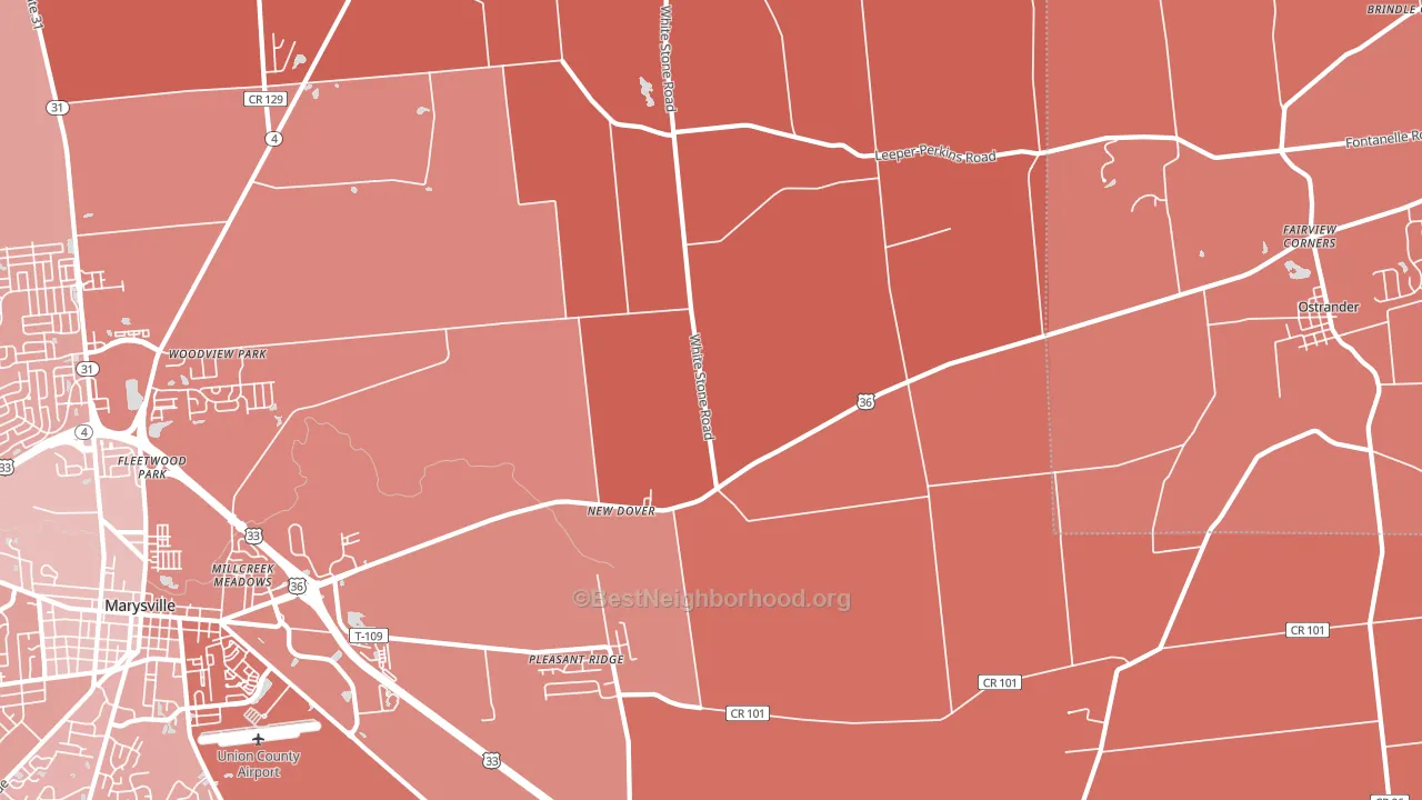 New Dover, OH block-group political-lean map