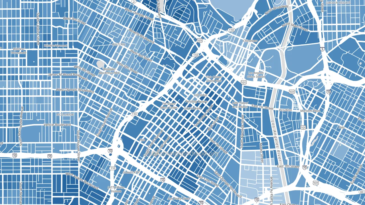 New Downtown, Los Angeles, CA block-group political-lean map