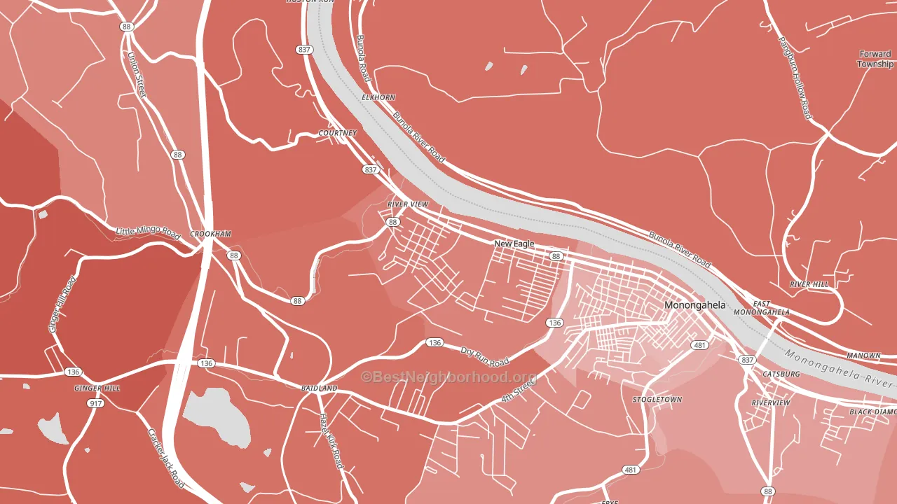 New Eagle, PA block-group political-lean map