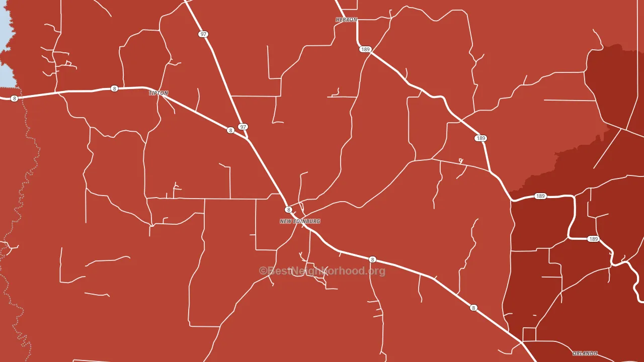 New Edinburg, AR block-group political-lean map
